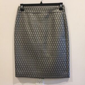 J. Crew Silver Metallic Diamond-Pattern Pencil Skirt